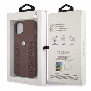 BMW Leather Curve perforeeritud ümbris iPhone 13 mini jaoks - punane