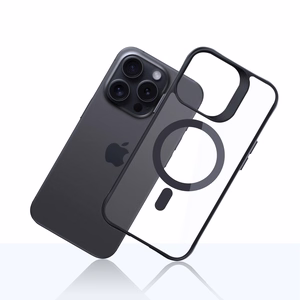 3mk Satin Armor MagCase с MagSafe для iPhone 15 Pro Max - прозрачный с чёрной рамкой