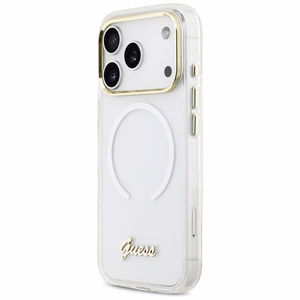 Guess IML Gradient Script Metal MagSafe Ümbris for iPhone 17 Pro - valge