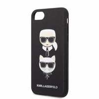 Karl Lagerfeld KLHCI8SAKICKCBK iPhone 7/8 / SE 2020 / SE 2022 must/must hardcase Saffiano Karl&Choupette Head
