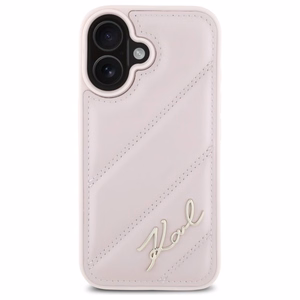 Karl Lagerfeld Quilted Signature iPhone 16 Ümbris - roosa