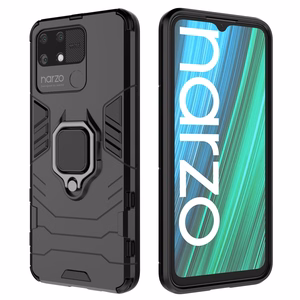 Ring Armor kõva hübriidkate + magnetiline hoidja Realme Narzo 50A must