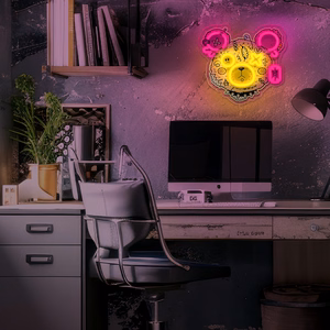 Неон ART LED PUNK TEDDY BEAR розовый жёлтый FLA01 Forever Light