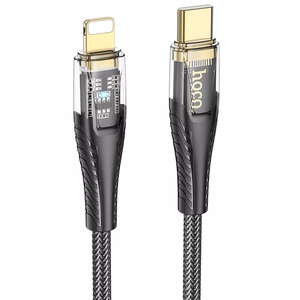 Кабель USB C to Lightning Hoco PD 27W 1,2 m U121 черный прозрачный