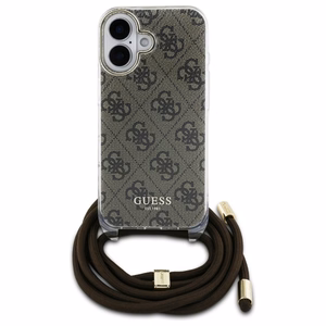 Guess Crossbody Cord 4G Print Ümbris with Lanyard jaoks iPhone 16 - Brown
