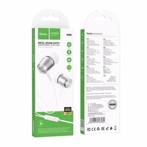 HOCO wire kõrvaklapid Jack 3,5 mm with microphone M108 hõbedane