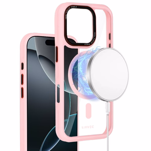 Liavec Hybrid Magsafe Clear Ümbris jaoks Iphone 16 Pro Max light roosa