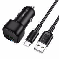 Borofone autolaadija BZ34 Cloud - USB - QC 3.0 18W koos USB C-tüüpi kaabliga must