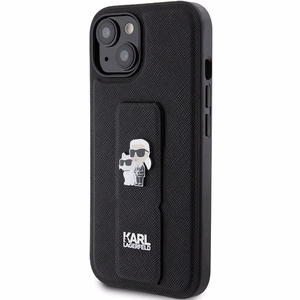Karl Lagerfeld Gripstand Saffiano Karl&Choupette Pins ümbris jaoks iPhone 15 - must