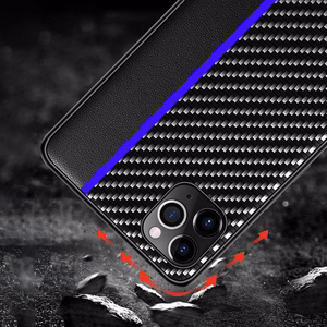 Tel Protect CARBON ümbris iPhone 12 Pro Max, must sinise triibuga