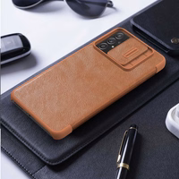 Nillkin Qin nahast ümbris Samsung Galaxy A73 jaoks pruun