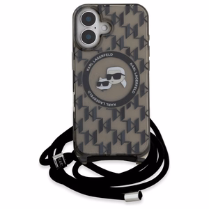 Karl Lagerfeld IML Crossbody Monogram Karl & Choupette Head MagSafe iPhone 16 Ümbris - must