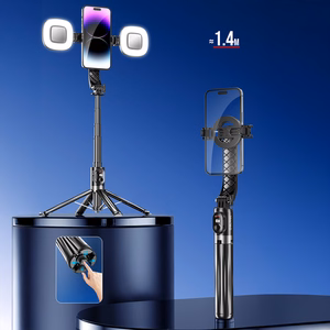 Blavec Selfie Stick Aluminium Fusion P-07 Magsafe штатив + пульт дистанционного управления + 2 лампы 1,4 метра (SSFP07-MTR2LB14) черный