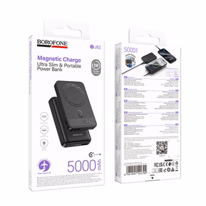 Borofone 5000mAh akupank BJ82 Dawn – USB – magnetiline, induktsioonlaadimisega, must