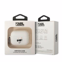 Karl Lagerfeld KLAP2RUNCHH AirPods Pro 2 cover valge/valge Silicone Choupette Head 3D