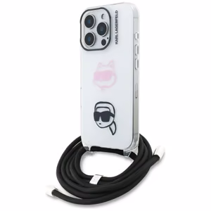 Karl Lagerfeld IML Crossbody Karl&Choupette Head Ümbris for iPhone 16 Pro Max - valge