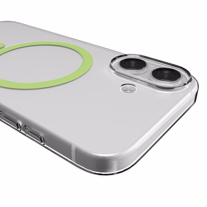 Puro Lite Mag TPU+PC Ümbris Compatible with MagSafe jaoks iPhone 17 - Läbipaistev with Roheline Ring