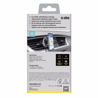 Smartphone hoidja koos induktiivne laadija SBS TESUPFANWIR15W 15W jaoks air vent, koos cooling - must