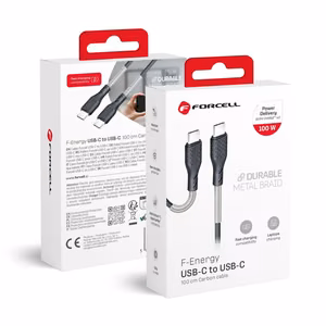 Kaabel USB C to USB C Forcell F-Energy QC4.0 PD 5A 100W Carbon 1 m CB-04C must
