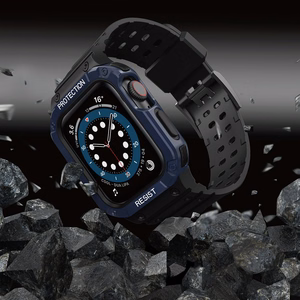 Protect Strap Ремешок для Apple Watch 38/40/41mm с бронированным чехлом - чёрный, синий