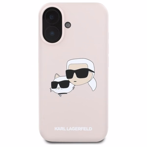Karl Lagerfeld Silicone Nauble Heads Print MagSafe Ümbris jaoks iPhone 16 - Roosa