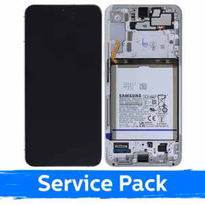 LCD-дисплей с рамкой и аккумулятором для Samsung S906 S22 Plus, белый (Phantom White; сервисная упаковка)