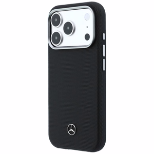 Mercedes кожаный MagSafe чехол iPhone 17 Pro Max с эффектом дерева - черный