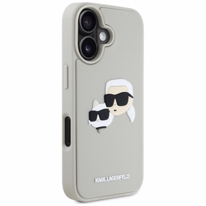 Karl Lagerfeld HC 3D Rubber Double Heads iPhone 16 Ümbris - Beige