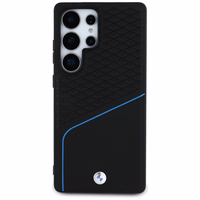 BMW Leather Textured and Smooth MagSafe ümbris jaoks Samsung Galaxy S25 Ultra - must