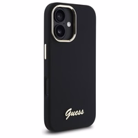 Guess Silicone Script Metal Logo & Frame Ümbris jaoks iPhone 16 Plus - must