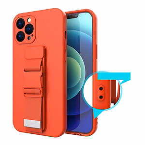Köiega ümbris geeliga ümbris koos ketiga paelaga koti paelaga iPhone 12 Pro Max roosa