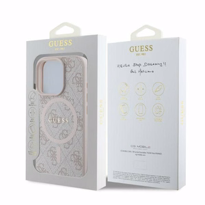 GUESS ümbris jaoks IPHONE 16 Pro compatible with MagSafe GUHMP16LG4GFRP (PU 4G Ring Classic Logo) roosa