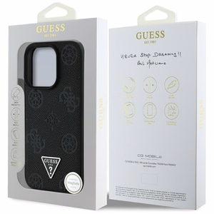 Guess Grained Hot Stamp Peony Triangle Logo MagSafe Ümbris jaoks iPhone 16 Pro - Must