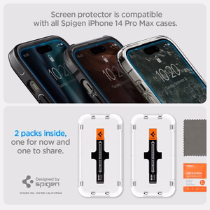 Spigen Glas.tR EZ Fit karastatud klaas iPhone 14 Pro jaoks - 2 tk.
