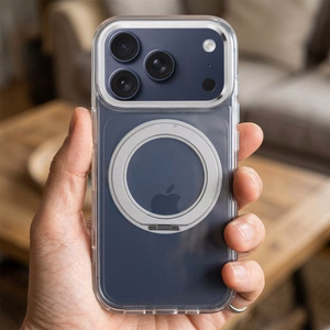 Case for iPhone 17 Frame Circle Stand compatible with MagSafe transparent