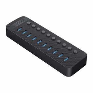 Orico CT2U3-10AB 10x USB-A 3.0 jaotur lülititega - must