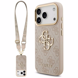Guess 4G Big 4G Classic Logo Big Strap Metal Buttons чехол iPhone 17 Pro розовый