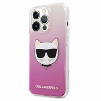 Karl Lagerfeld Choupette Head ümbris iPhone 13 Pro Max jaoks - roosa
