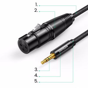 Ugreen AV182 helikaabel 3.5mm mini jack (isane) - XLR (emane) 1m - must