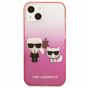 Чехол Karl Lagerfeld Gradient Ikonik Karl&Choupette для iPhone 13 mini - розовый