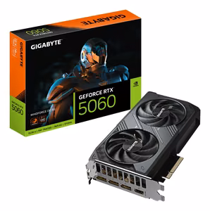 GIGABYTE GeForce RTX 5060 WINDFORCE OC 8G graafikakaart - 8 GB GDDR7, 128bit, PCI-E 5.0, 2512 MHz tuumalaine, 3 x DisplayPort, 1 x HDMI, GV-N5060WF2OC-8GD