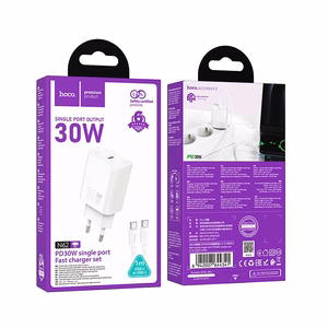 Charger Hoco N62 30W GaN USB-C + USB-C to USB-C cable 1.0m white
