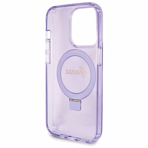 Guess Ring Stand Script Glitter MagSafe ümbris jaoks iPhone 13 Pro Max - lilla