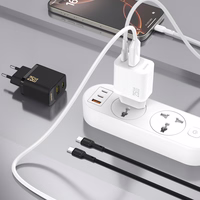 Dudao A26TCEU PD QC 25W GaN USB-A USB-C seinalaadija USB-C kaabliga - valge
