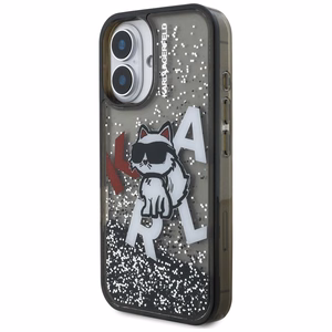 Karl Lagerfeld Liquid Glitter Choupette Logo iPhone 16 Ümbris - must
