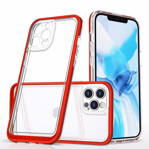 Läbipaistev 3in1 ümbris iPhone 12 Pro Max raamkate geel punane