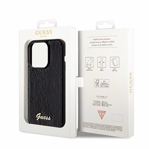 Guess Sequin Script Metal чехол для iPhone 14 Pro Max - чёрный