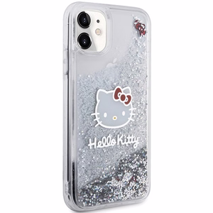 Hello Kitty Liquid Glitter Charms Kitty Head Ümbris jaoks iPhone 11 / Xr - Hõbedane
