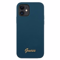 Guess GUHCP12SLSLMGBL iPhone 12 mini 5.4" sinine/sinine kõvakaaneline metallist logo Script