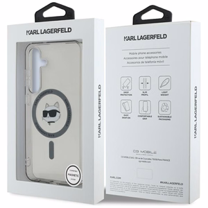Karl Lagerfeld Button Choupette Head Printed Logo MagSafe Samsung Galaxy S25 ümbris must